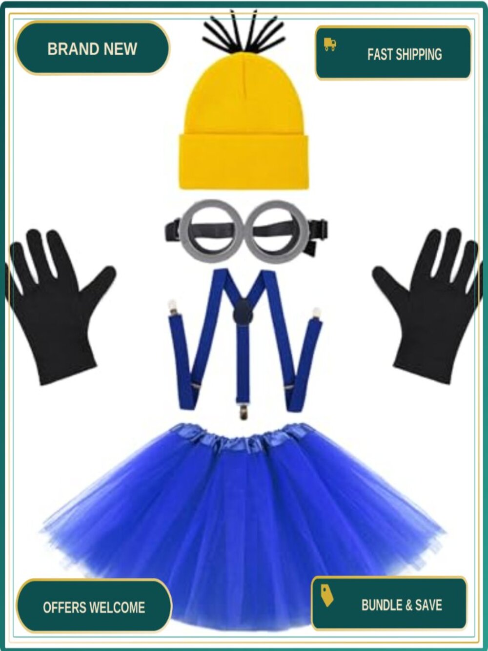 Halloween Costume Accessory Set Adult Women Cosplay Party Hat Goggles Gloves